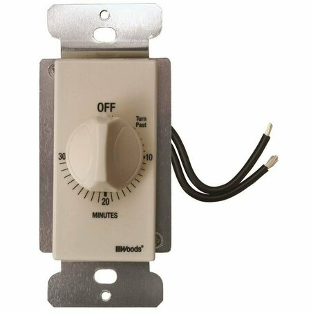 COLEMAN CABLE Woods Countdown Timer, 20 A, 125 V, 2500 W, 30 min Time Setting, Light Almond 59715